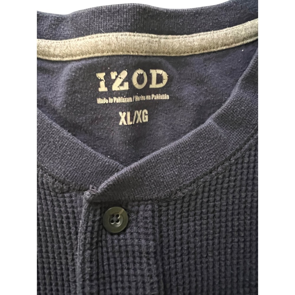 Izod Mens Waffle Knit Henley Shirt 2 Pack Navy Blue Gray XL Long Sleeve - Picture 12 of 16
